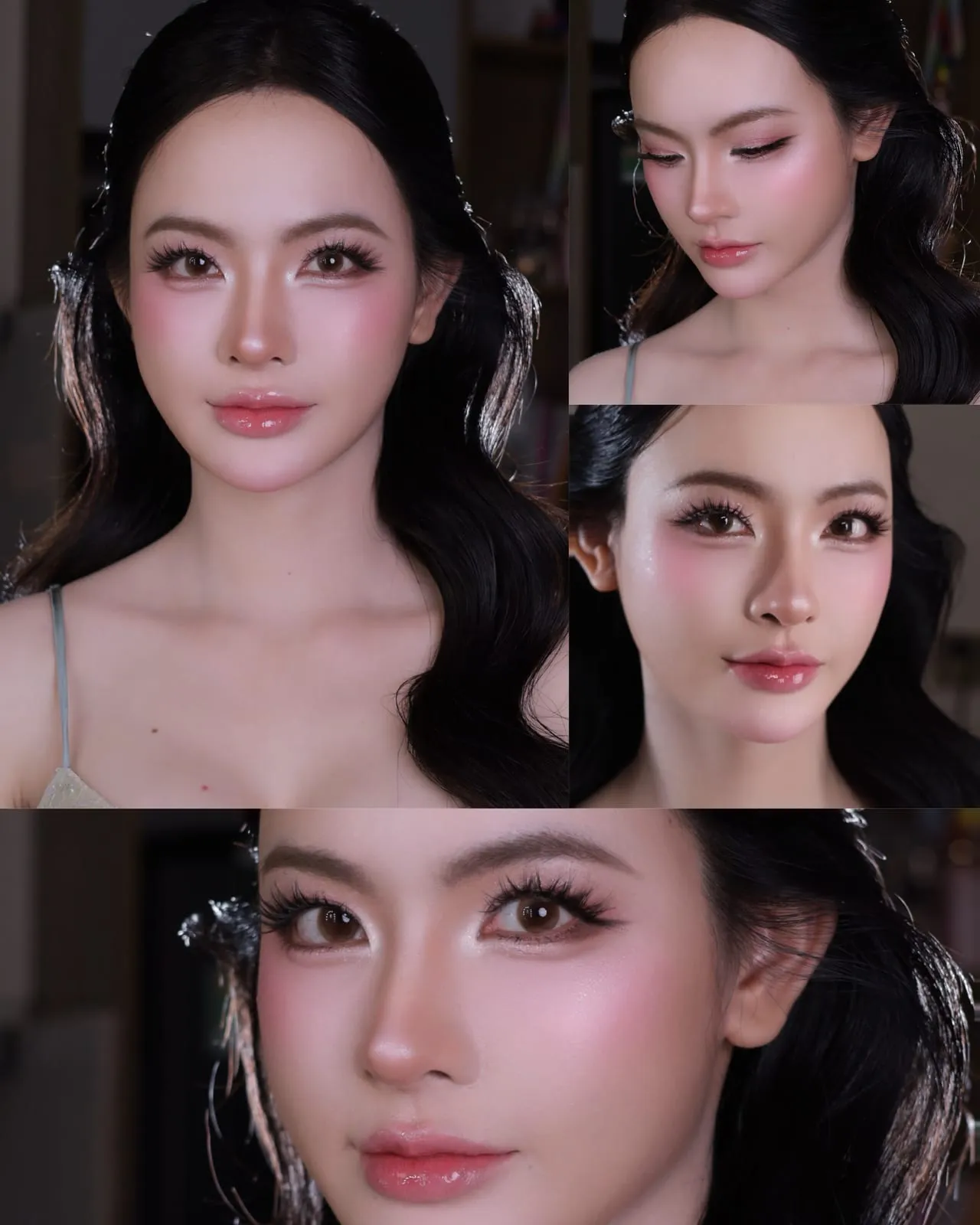 Bộ ảnh nhiều góc một look cô dâu tông hồng với kẹp tóc đá, KINKAY TP.HCM