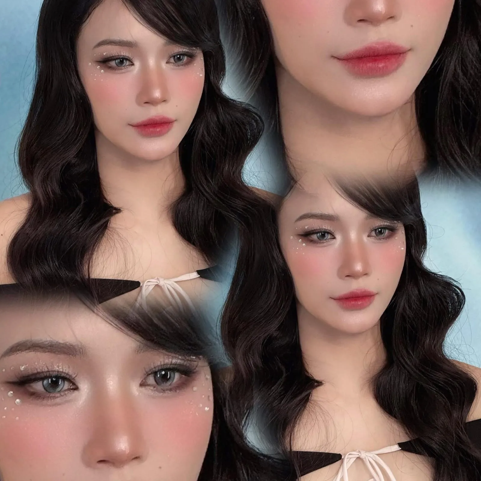 Bộ ảnh nhiều góc, tóc đen sóng nước, má hồng, môi hồng nude, KINKAY Sài Gòn